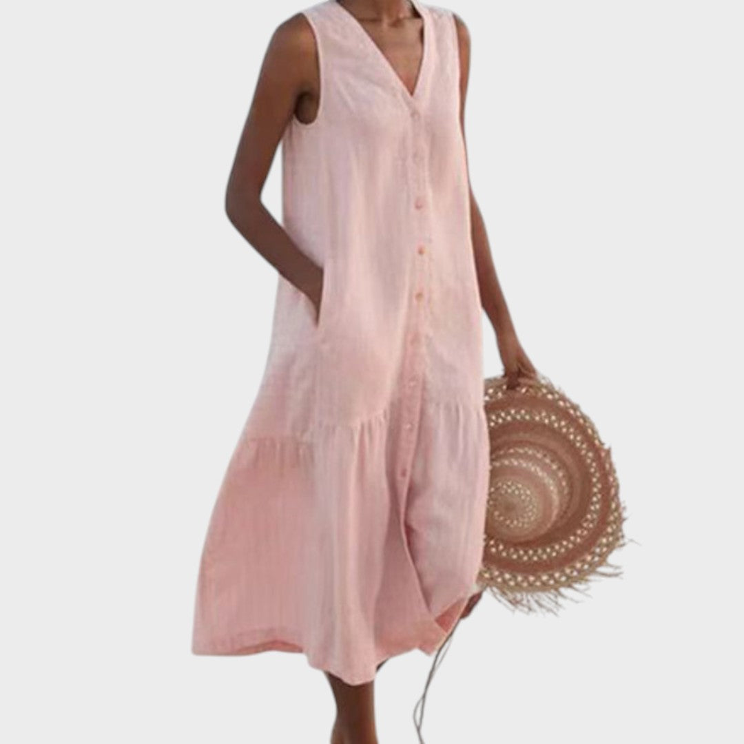 Vita - Κομψό και Άνετο Φόρεμα με V-Λαιμόκοψη