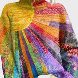 Πολύχρωμο Πλεκτό Πουλόβερ με Ρολκό