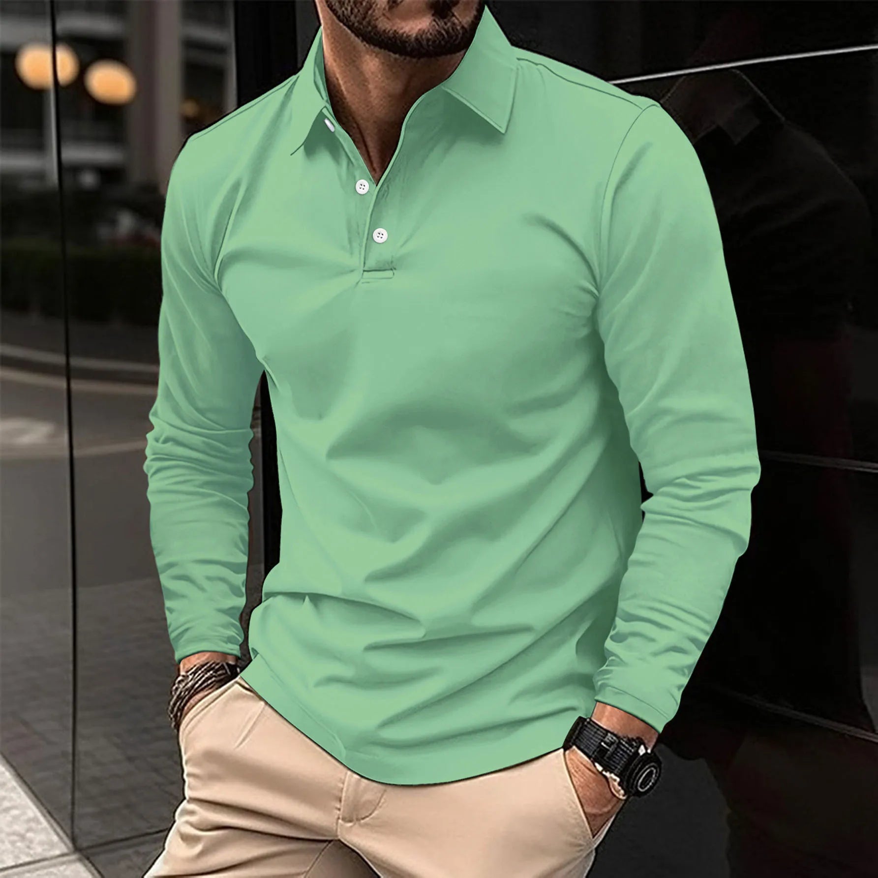 Ethan™ | Μπλούζα polo με μακριά μανίκια