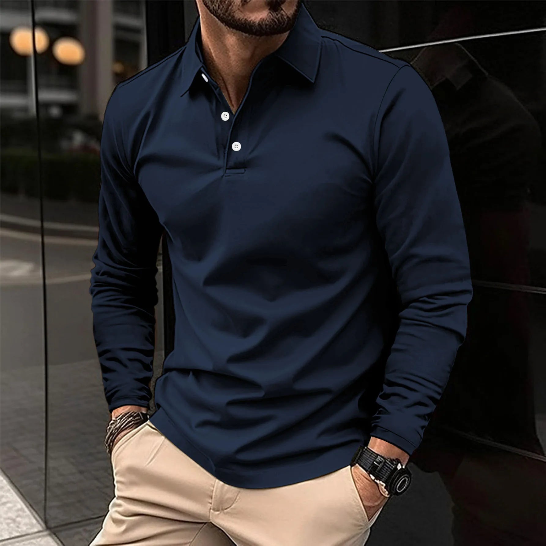Ethan™ | Μπλούζα polo με μακριά μανίκια