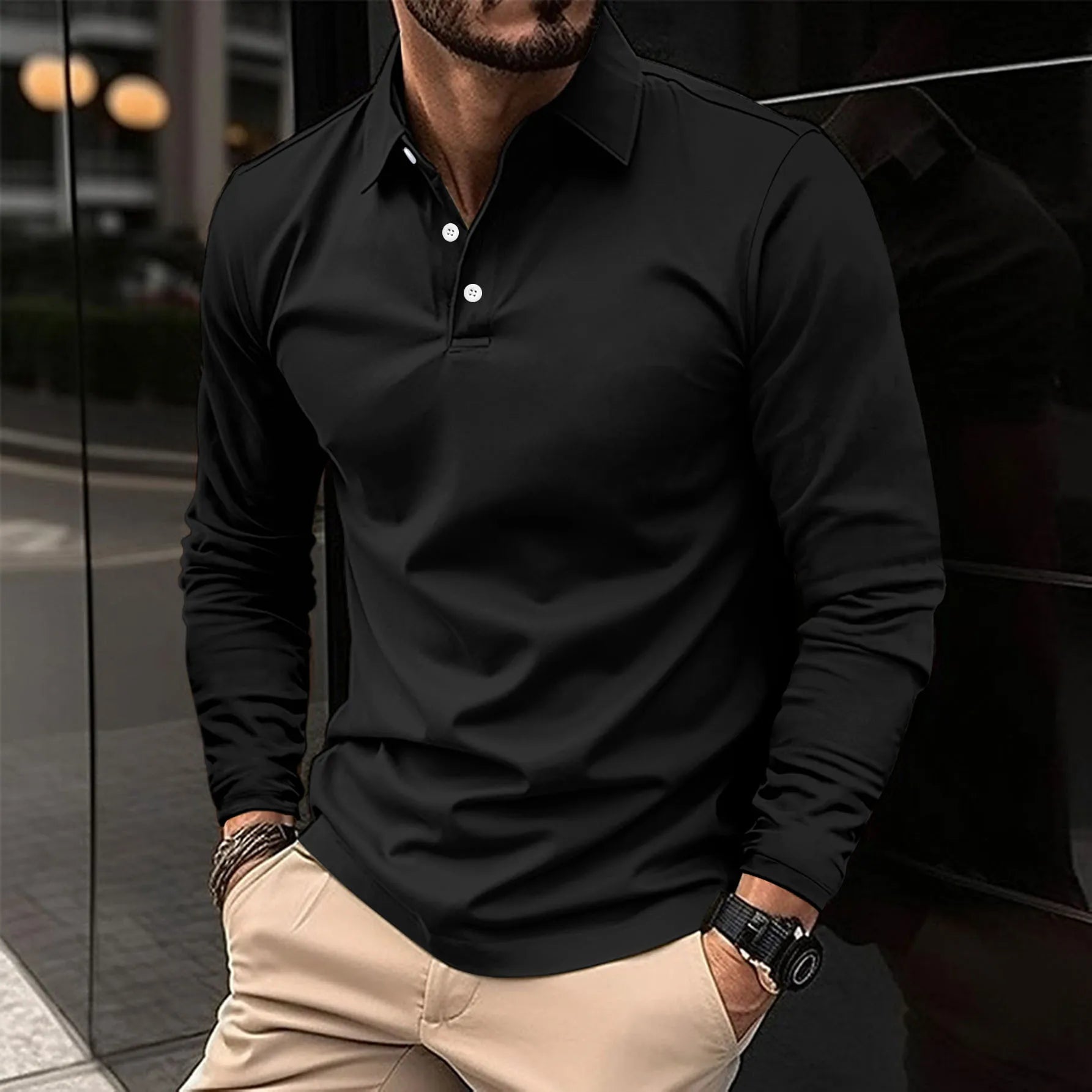 Ethan™ | Μπλούζα polo με μακριά μανίκια
