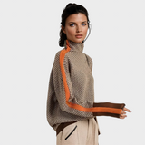 Lea - Πουλόβερ με ψηλό γιακά και έντονες αντίθετες ρίγες