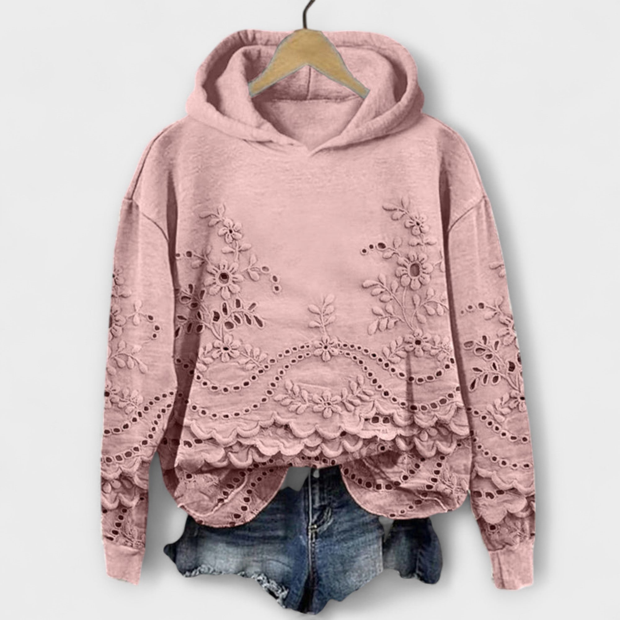 Grace – Vintage Hoodie με Λουλουδάτο Μοτίβο